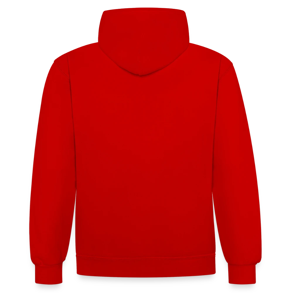 Kontrast-Hoodie Rückansicht mit doppellagiger Kapuze