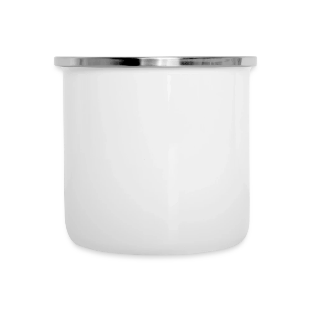 Emaille-Tasse im Retro-Look mit Edelstahl-Rand von vorne
