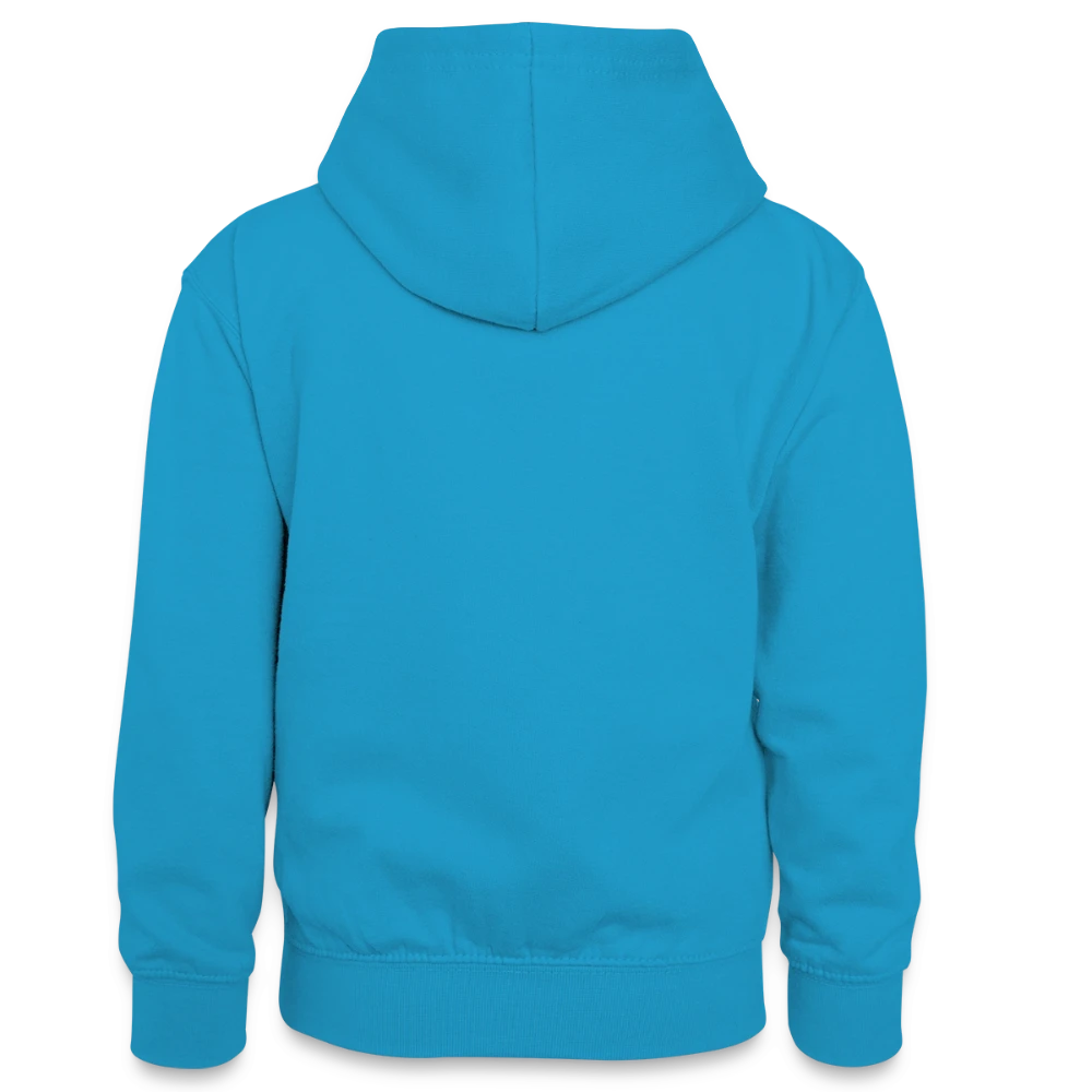 Rückansicht des Teenager Kontrast-Hoodies mit gerade geschnittenem Saum