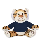 Plüschtiger mit bedrucktem T-Shirt von vorne