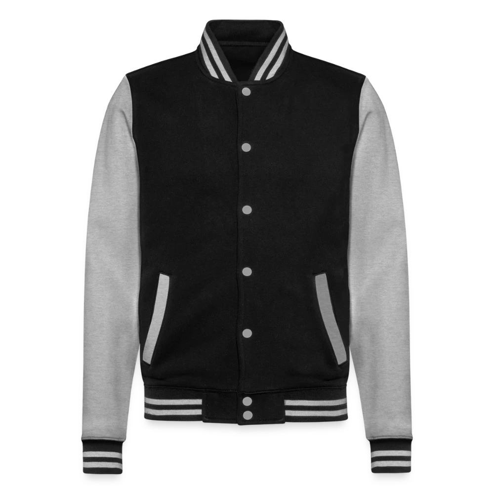College-Sweatjacke Vorderansicht mit Kontrast-Druckknöpfen und Einschubtaschen