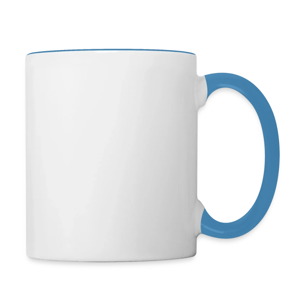 Zweifarbige Tasse seitlich mit sichtbarem Henkel
