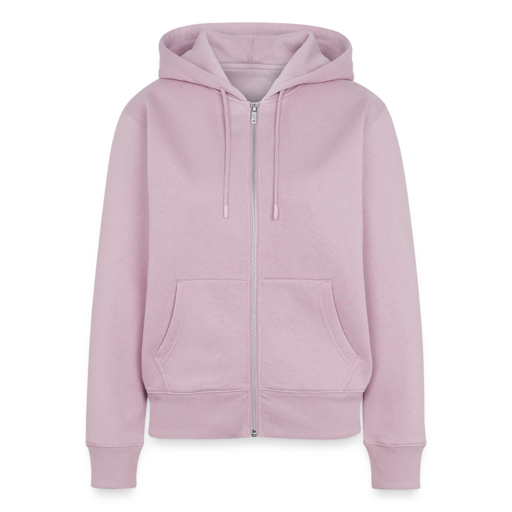 Frauen Premium Bio Zip Hoodie Vorderansicht mit Reissverschluss und Kängurutasche