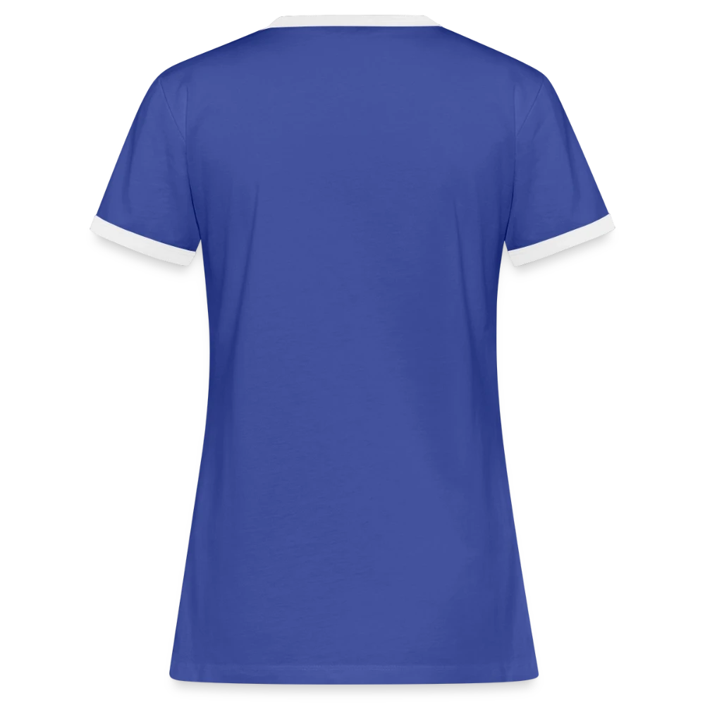 Rückansicht des taillierten Kontrast-T-Shirts für Frauen