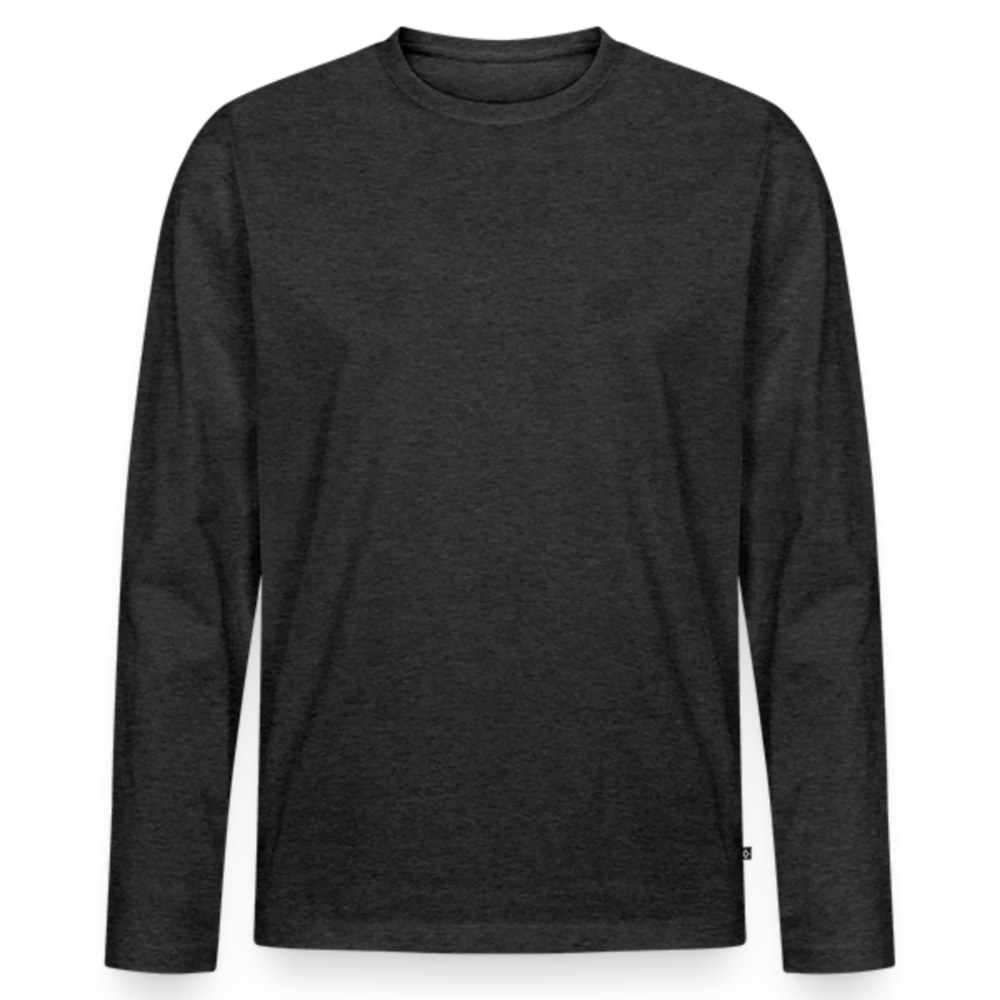 Männer Premium Bio Langarmshirt Vorderansicht mit Rundhalsausschnitt