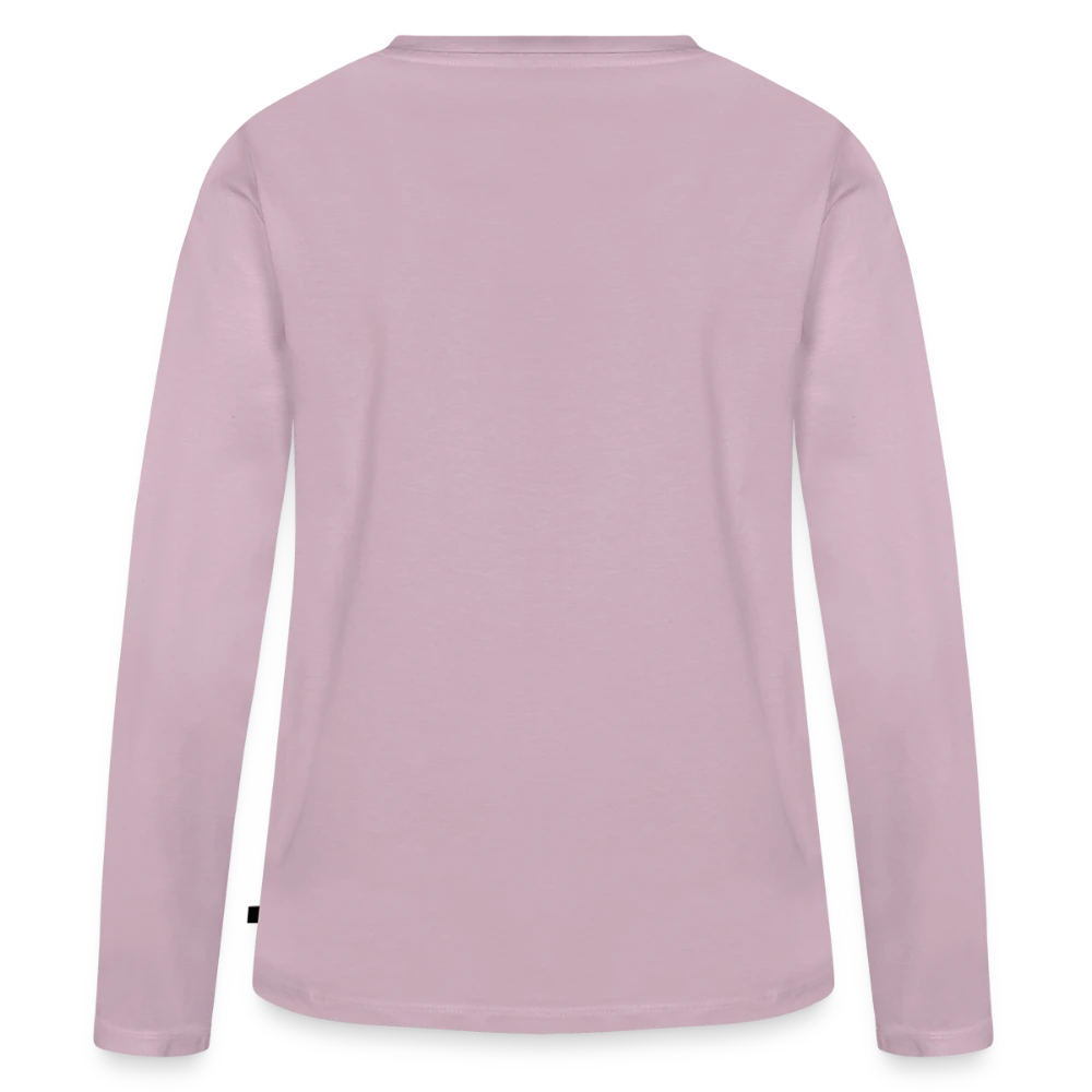 Rückansicht des Bio-Langarmshirts für Frauen mit Jersey-Nackenband
