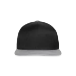 Snapback Cap in Schwarz mit flachem Schirm und freier Front-Panel-Fläche zum Bedrucken