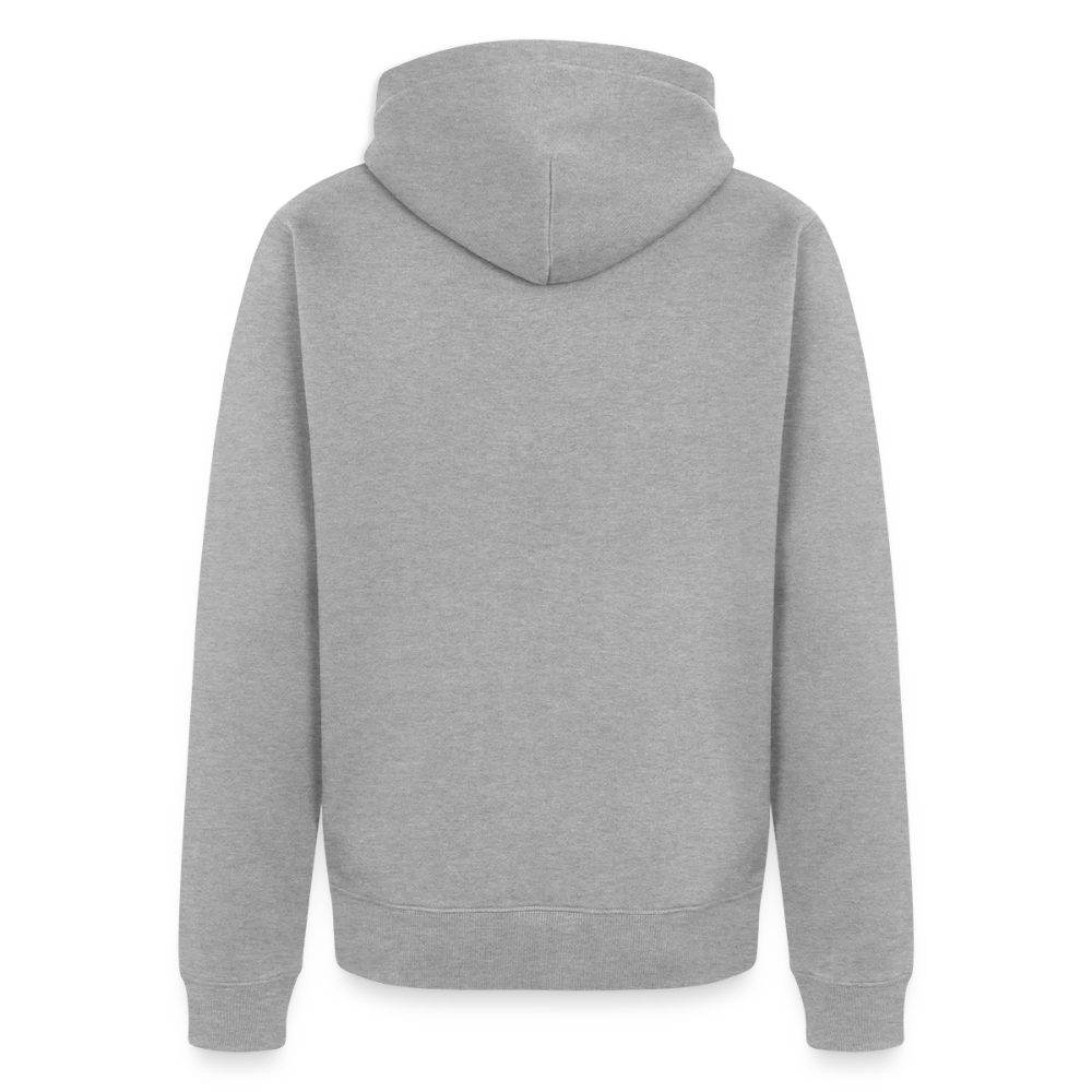 Rückansicht des Bio Zip Hoodies mit Kapuze