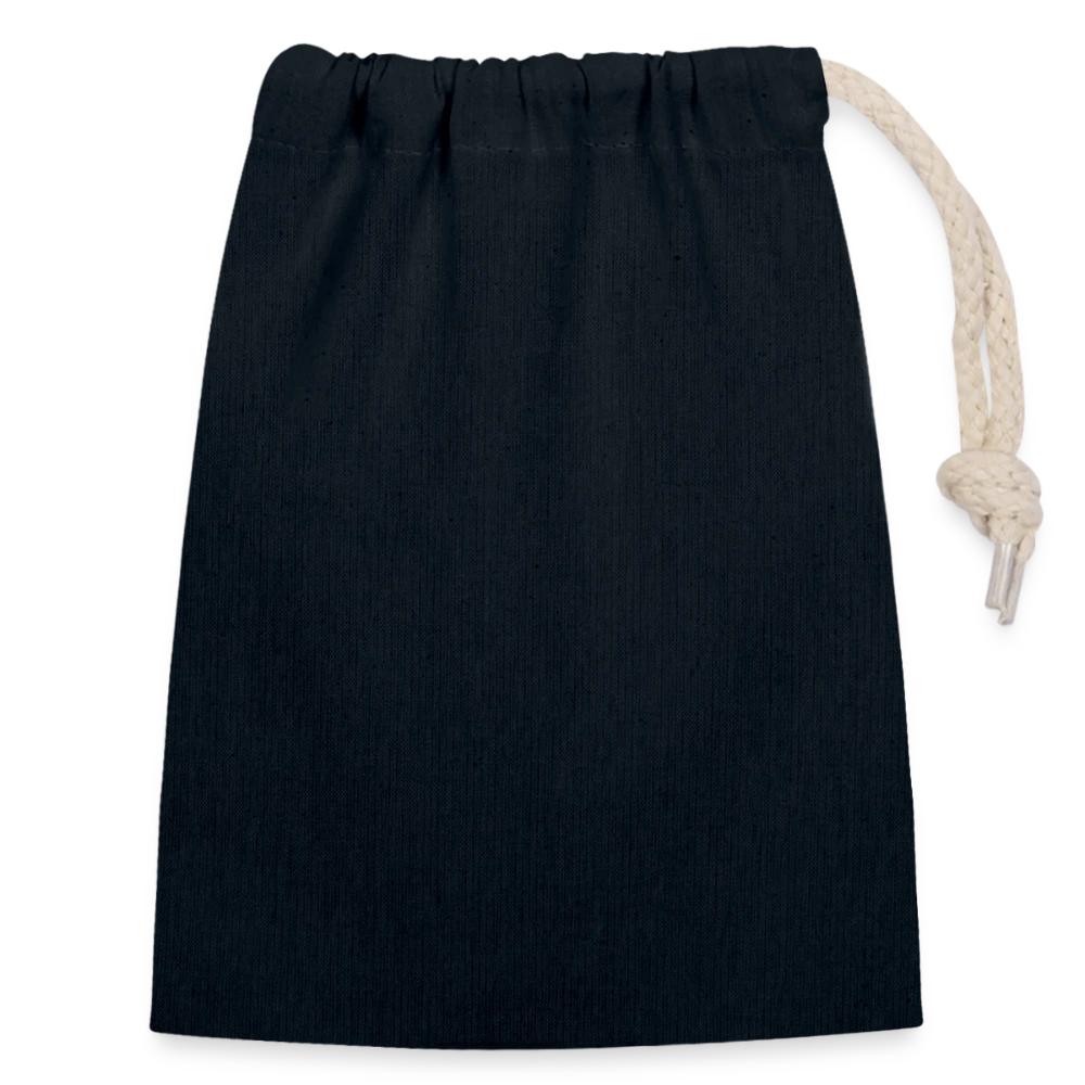 Rückseite des Baumwoll-Geschenkbeutels mit Kordelzug