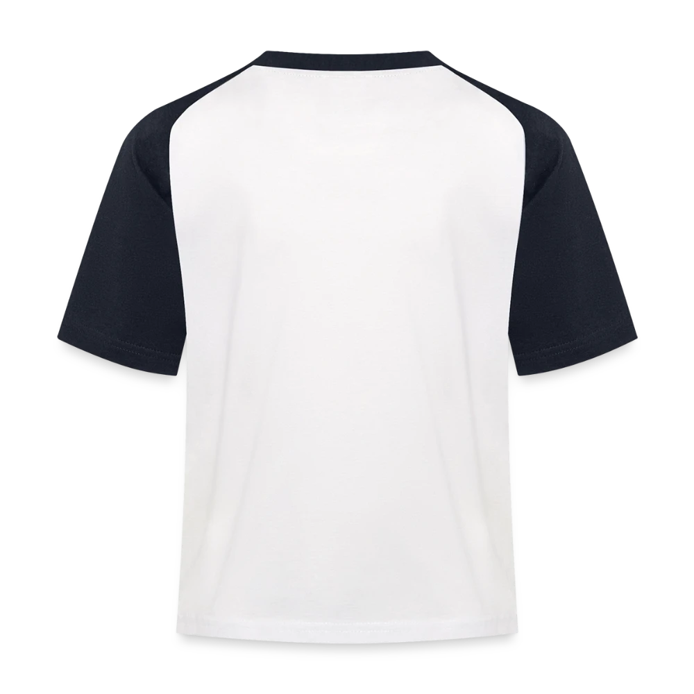 Rückansicht des Kinder Baseballshirts mit kurzen Kontrast-Raglanärmeln