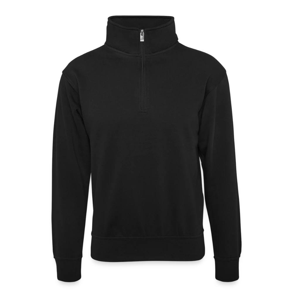 Unisex Pullover mit Zip-Kragen von James Nicholson Frontansicht mit Stehkragen und halbem Reissverschluss