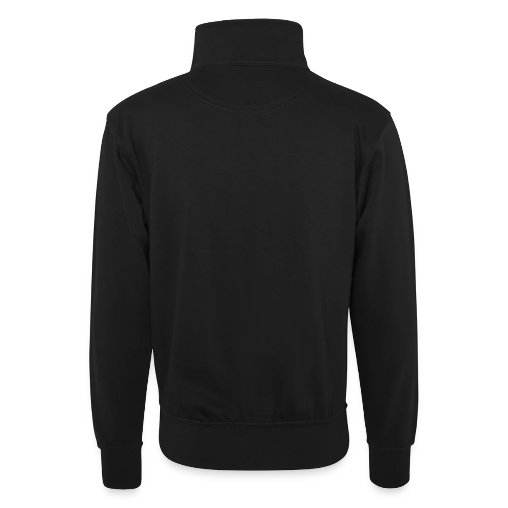 Rückansicht des Unisex Zip-Pullovers mit glatter Druckfläche