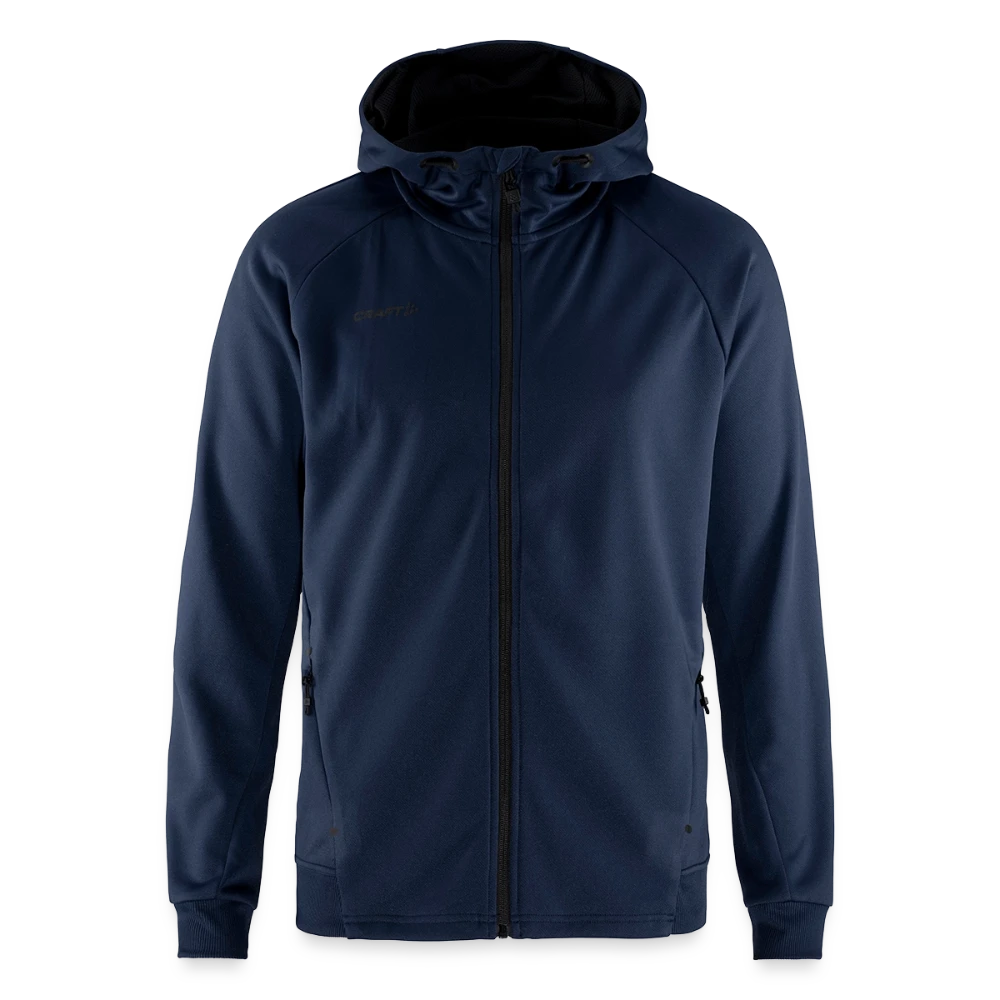 CRAFT ADV Unify Kapuzenjacke Vorderansicht mit Kapuze und Kordelzug