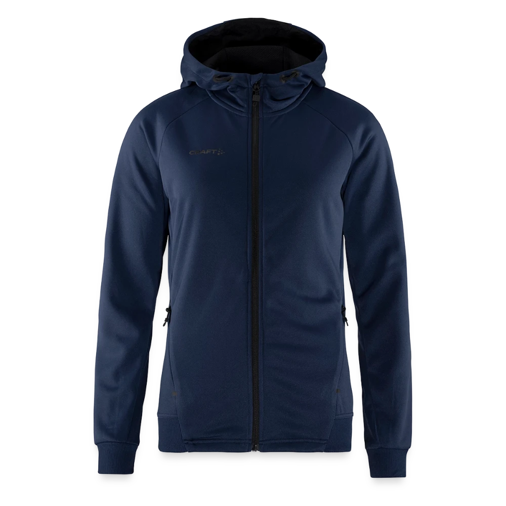 CRAFT ADV Unify Frauen Kapuzenjacke Vorderansicht mit Kapuze und Kordelzug