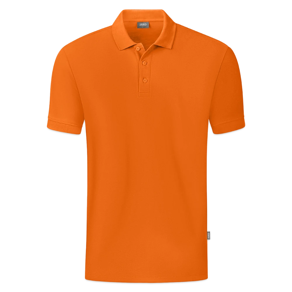 JAKO Männer Polo Organic Vorderseite mit 3-Loch-Knopfleiste und Ripp-Kragen