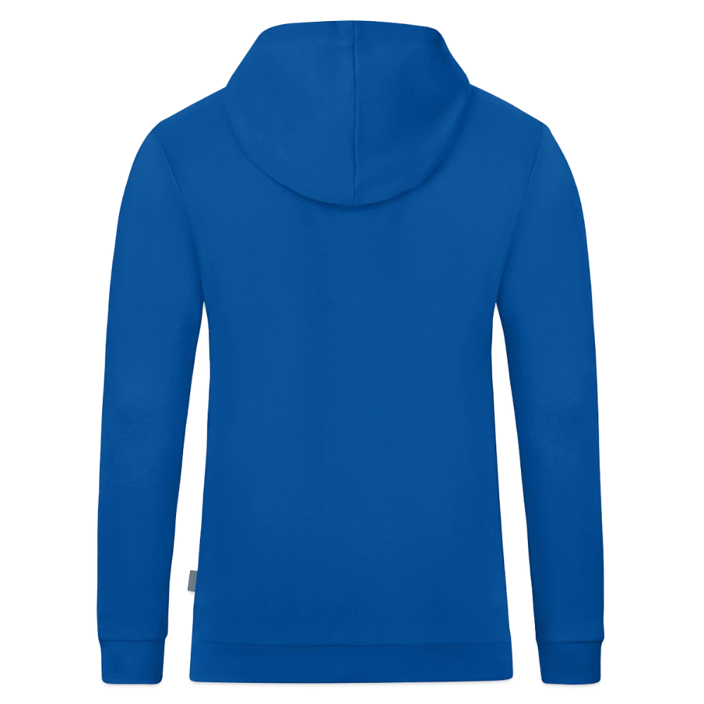 Rückansicht des Bio-Kapuzensweatshirts mit grosszügiger Druckfläche