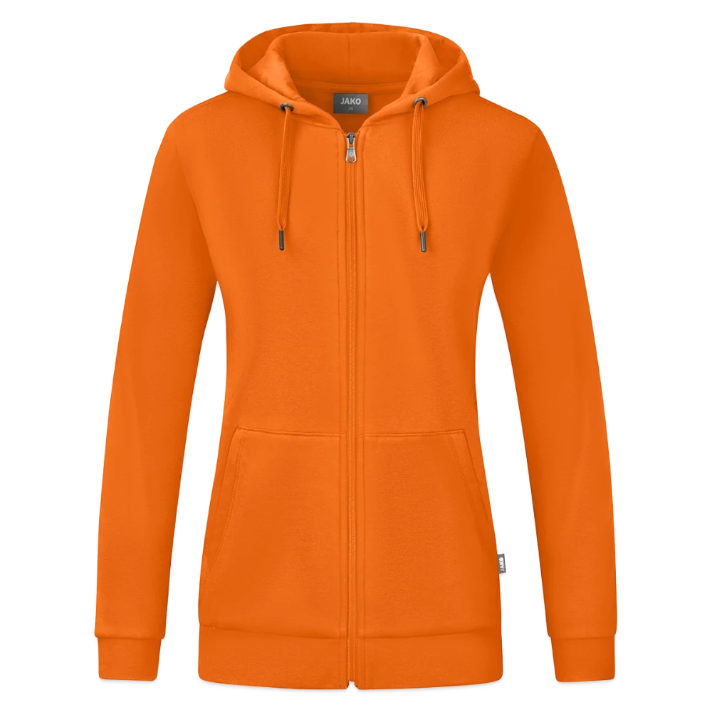 JAKO Frauen Kapuzenjacke Organic Vorderansicht mit Kapuze