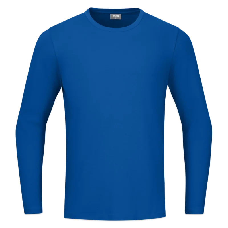 JAKO Longsleeve Organic Vorderansicht aus Bio-Baumwolle mit Rundhalskragen