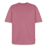 Unisex Oversized Bio T-Shirt Vorderansicht mit weitem Schnitt und Rippstrick-Kragen