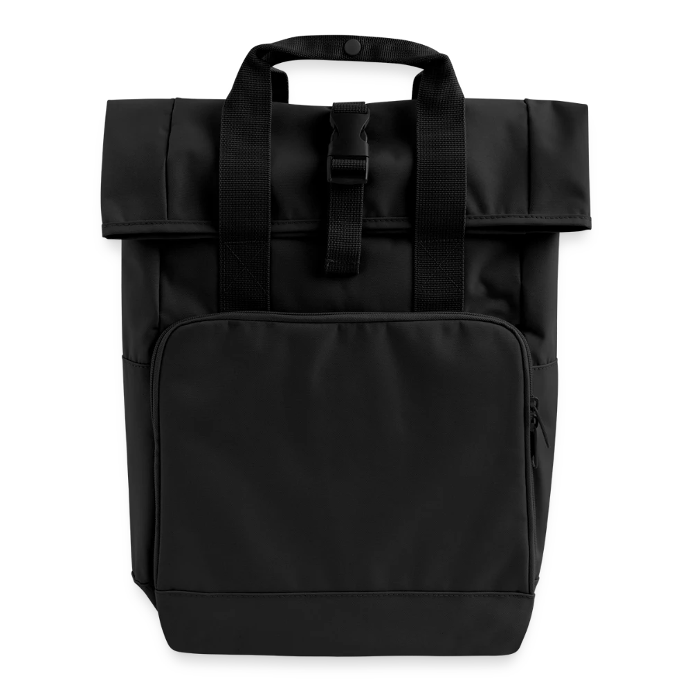 BagBase Rolltop Rucksack Vorderansicht mit Vordertasche und Druckfläche