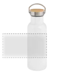 Panorama Thermosflasche aus Edelstahl mit Bambusdeckel von vorne