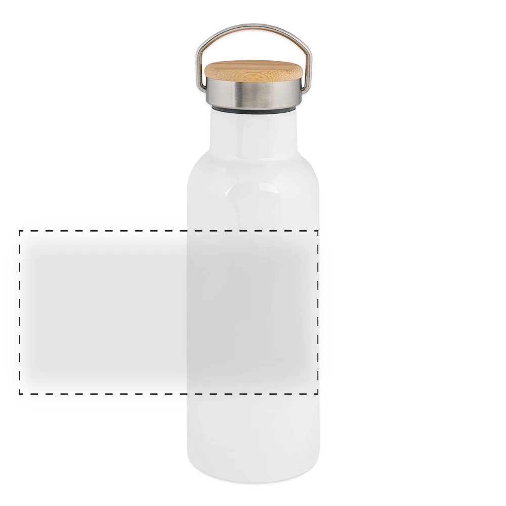 Panorama Thermosflasche aus Edelstahl mit Bambusdeckel von vorne