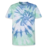 Unisex Premium Tie Dye T-Shirt Vorderansicht mit Farbverlauf-Muster