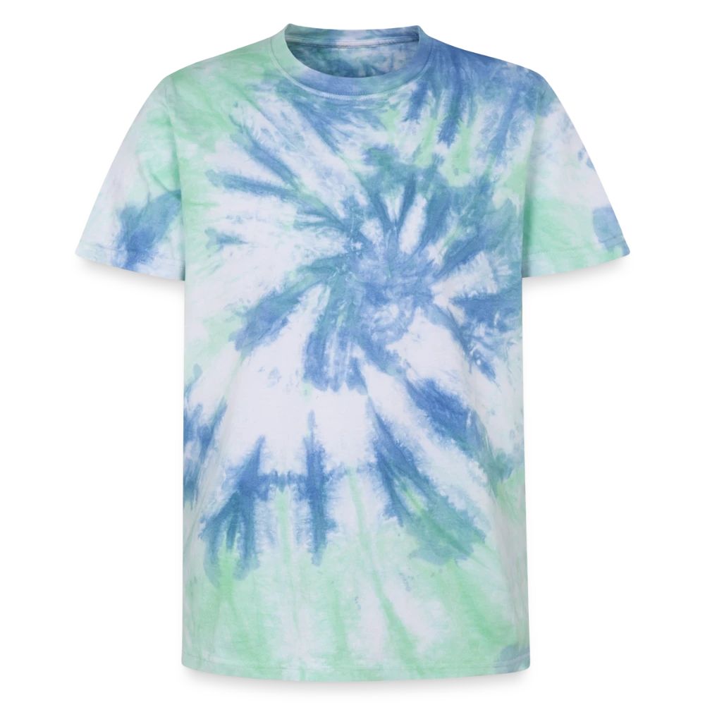 Unisex Premium Tie Dye T-Shirt Vorderansicht mit Farbverlauf-Muster
