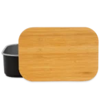 Lunch Box aus Edelstahl mit Bambusdeckel, Frontansicht
