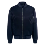 Unisex Bomberjacke Stanley/Stella Frontansicht mit silbernem Metallreissverschluss und Welttaschen