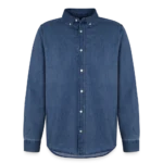Männer Jeanshemd Organic Stanley/Stella Vorderansicht mit Button-Down-Kragen