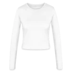 Frauen Slim Fit Langarmshirt in Cropped-Länge, Vorderansicht mit Rundhalsausschnitt
