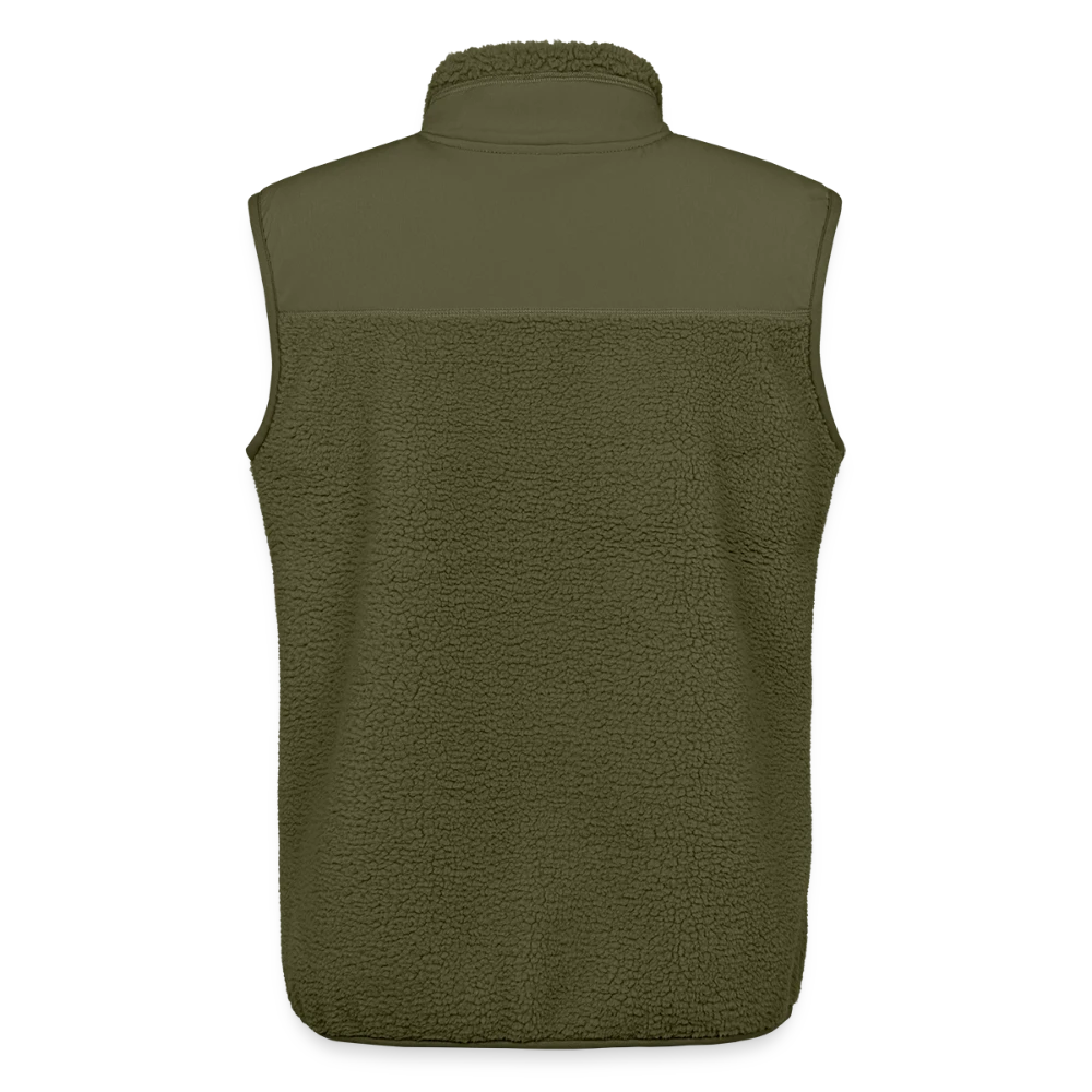 Rückansicht der ärmellosen Sherpaweste mit Kontrast-Softshell-Pasee