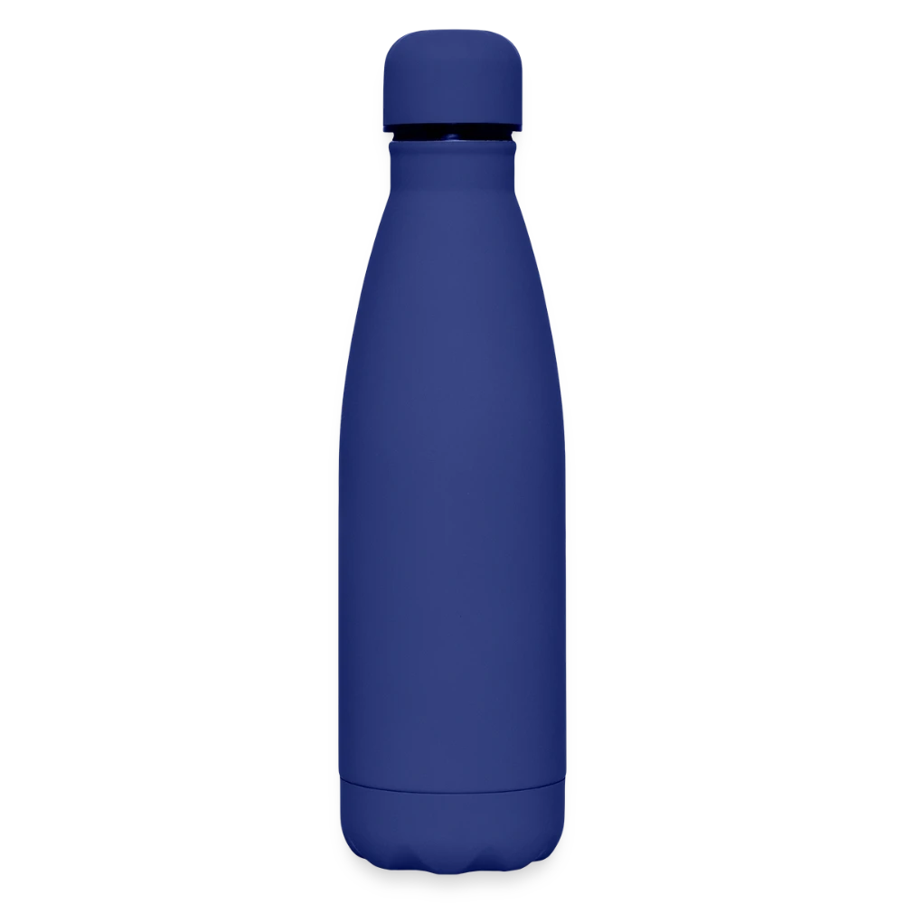 Rückseite der matten Edelstahl-Thermosflasche mit umlaufender Panorama-Druckfläche