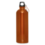 Trinkflasche 750 ml mit Karabiner aus recyceltem Edelstahl, Frontansicht in Metallic-Optik