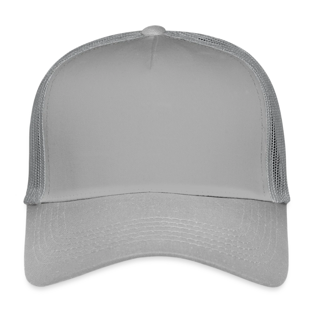 Kinder Trucker-Cap Vorderansicht mit verstärkter Baumwoll-Front und vorgebogenem Schirm