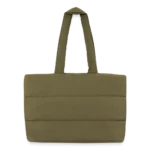 BagBase Puffer-Einkaufstasche von vorne mit gesteppter Nylon-Oberfläche