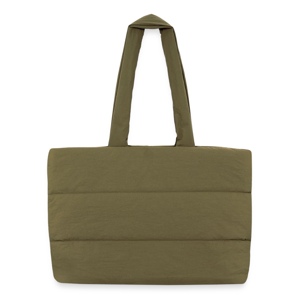 BagBase Puffer-Einkaufstasche von vorne mit gesteppter Nylon-Oberfläche